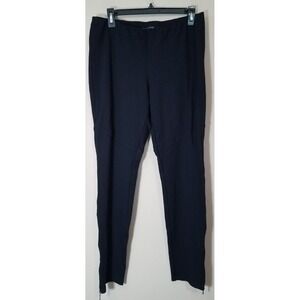 Eileen Fisher Pants Black Ponte Knit Slim Leg Pull-On Ankle Zip Women sz M